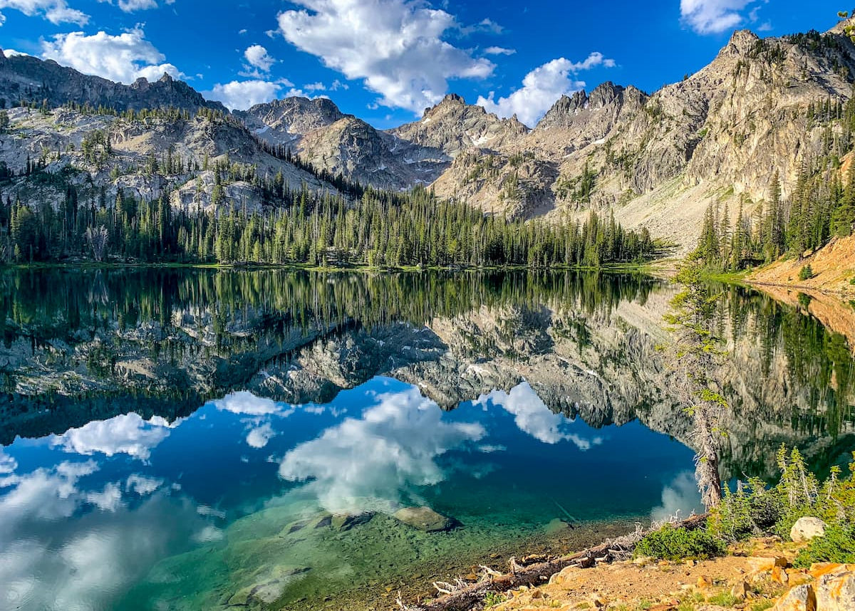 Sawtooth Lake, ringed by the granite peaks of Idaho's Sawtooth Range.