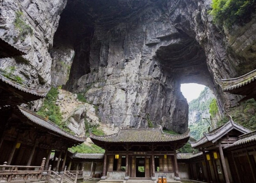 Stone arches of the Three Natural Bridges in Wulong Karst park