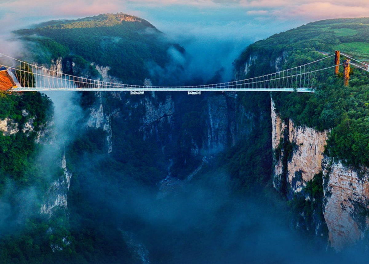 The glass bridge over Zhangjiajie Grand Canyon — the world's longest